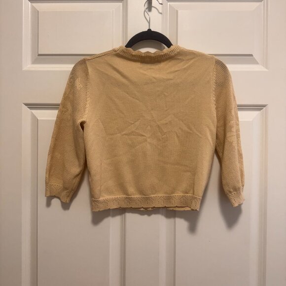 Kate Kasin Beige Floral Knit Cardigan Size Small - Picture 2 of 3